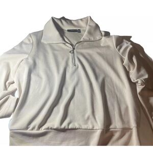 Rafaella Women's Top Size L 3/4 Zip In Front Long Sleeve Top. Beige NWOT Soft